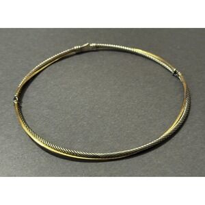 Beautiful David Yurman Silver 18K Gold Crossover Cable Choker Necklace 33 .3 Gr